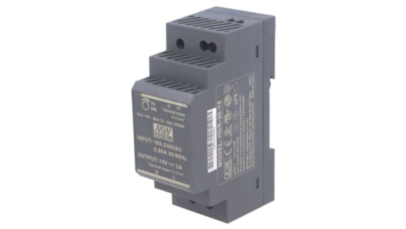 Switching Power Supply, for DIN Rail, 30W, 15VDC, 2A HDR-30-15