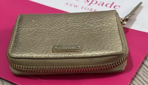 KATE SPADE NUEVO Cartera Pequeña de Cuero Guijarro con Cremallera Dorada 4.5" X 3.5" $245 - Imagen 11 de 12