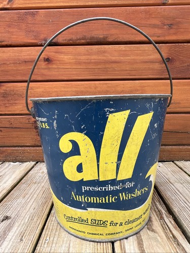 Vintage 25 lbs. ALL Soap Detergent Galvanized Metal Pail Bucket With Handle - Picture 4 of 8