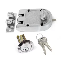 Dead Bolt Lock US26 Single Cylinder Jimmy Proof Flat Strike Chrome 2 KW1 Keys