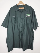 Vintage Red Kap Mens Work Shirt Dark Green Button Up Short Sleeve  Size 4XL
