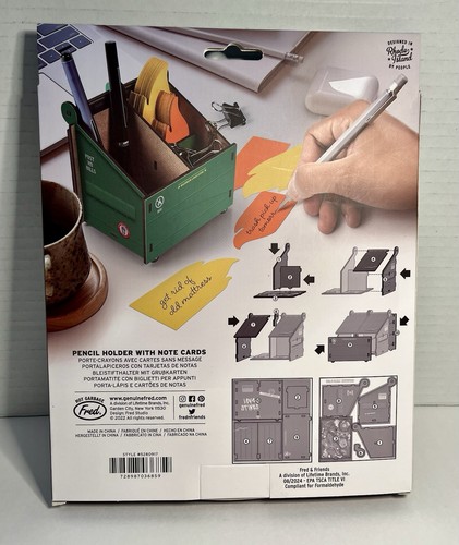 Original Fred Schreibtisch Müllcontainer Feuer Bleistift Halter mit Flamme Notizkarten NEU - Bild 4 von 6