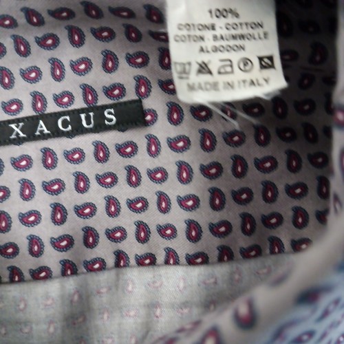 Xacus Shirt Mens Medium Purple Paisley Long Sleeve Button Up Cotton Italy - Picture 10 of 10