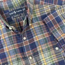 Polo Ralph Lauren Button Down Shirt Mens XL Mulit Plaid Classic Fit Short Sleeve