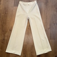 Vtg 60s 70s Bell Bottom Pants Womens 27 27 Loubella Polyester Disco Hippie Cream
