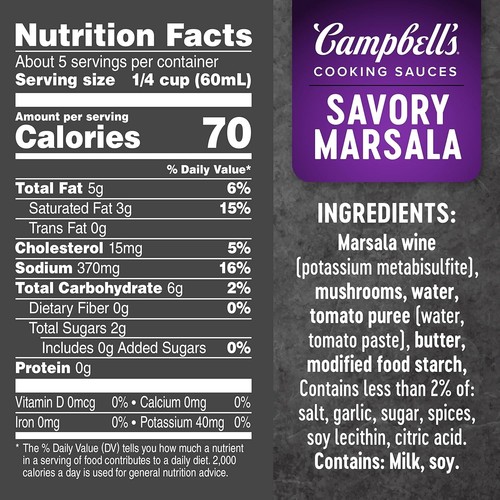 Campbell's Salse da Cucina, Marsala Salato, Sacchetto da 11 Oz 11 Oz (Confezione da 1) - Foto 5 di 6