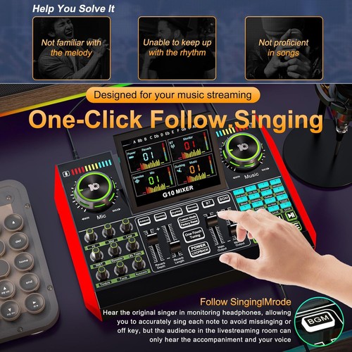 Tenlamp G10 Audio Mixer, Sound Board for Pc OPEN BOX includes 1 audo cable - Picture 8 of 9