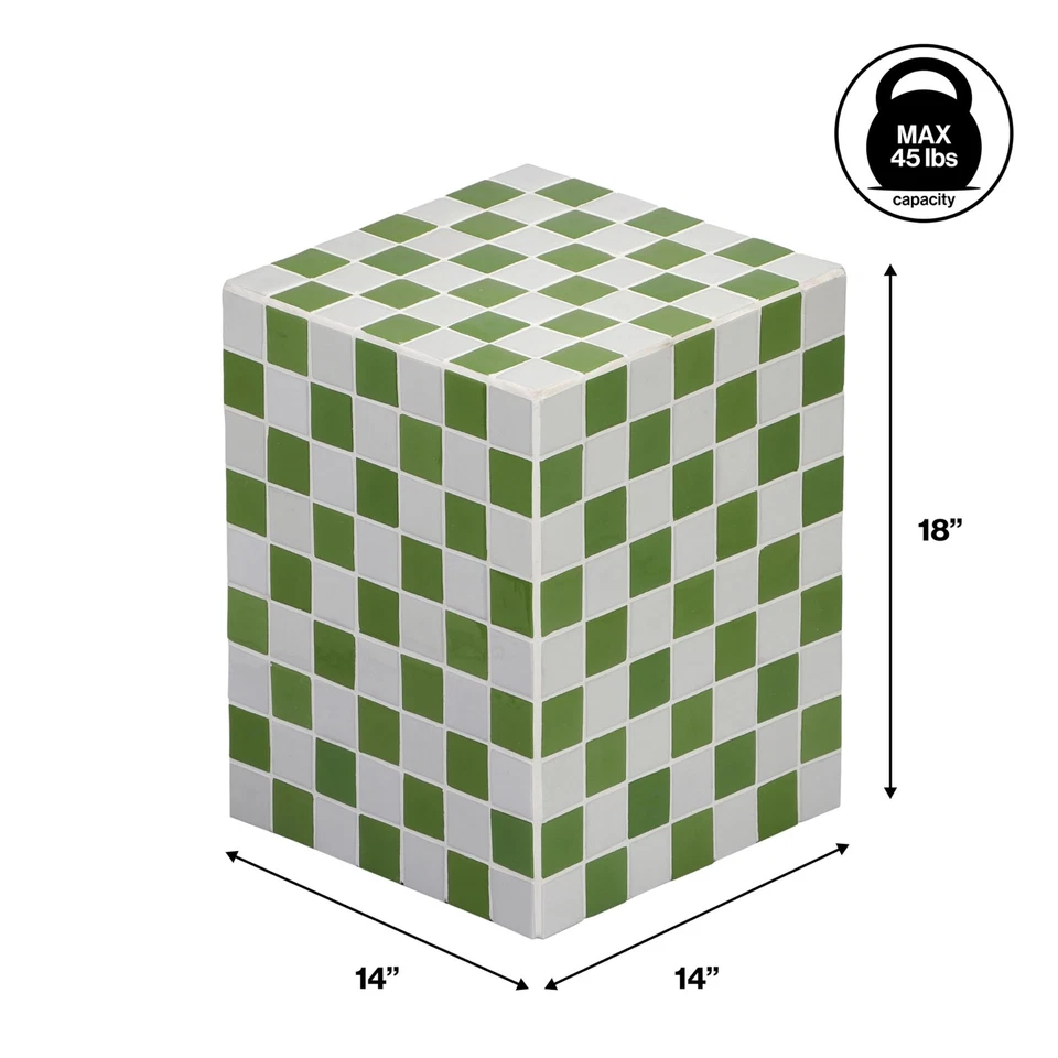 END2000J Callista 18" Moderna Bohemia Cerámica Azulejos Rectángulo Mesa auxiliar, Lateral... Foto 4 de 4