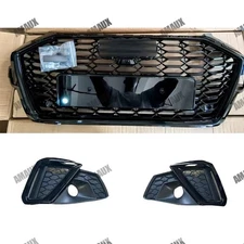 For AUDI A4/S4 2020-2023 RS4 Style Bumper Grill W/ Fog Lamp Light Grill Panel US