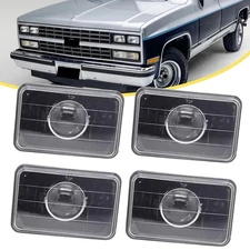 4PCS 4X6" Black Sealed Headlights lamp For Chevrolet R2500 Suburban 1989-1991
