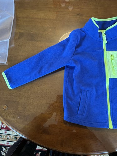 🔥Jumping Beans blau Fleecejacke Kleinkind 4T grün Besatz Reißverschluss warm leicht - Bild 4 von 8