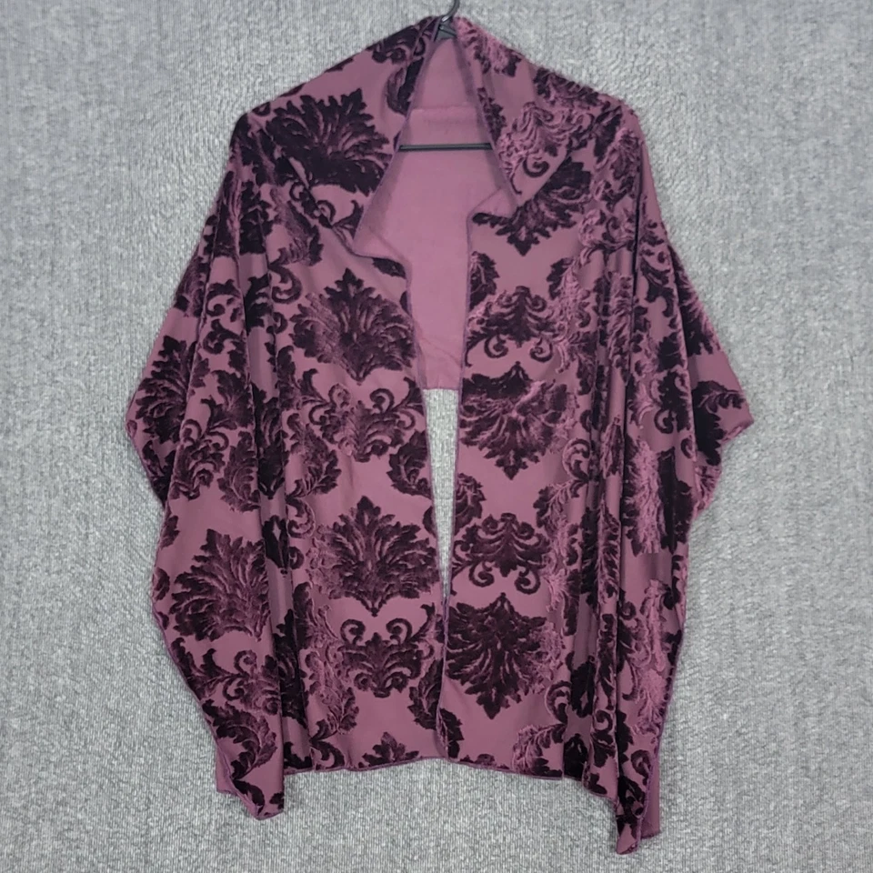 Tessago 围巾女式紫色花卉天鹅绒矩形包裹式意大利制造 69x18 — 第 3/4 张图片