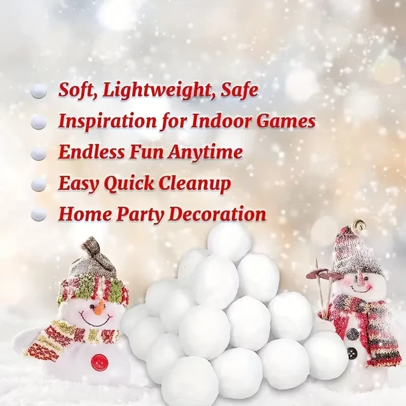 30Pcs Soft Fake Snow Balls White Plush Snow Balls Pendant Winter Indoor Outdoor - Image 2 of 4