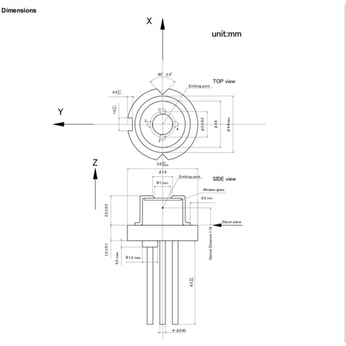 Diodo de iluminación complementario infrarrojo de doble banda 20 un. RLD2WMNL2 660nm 785nm 5mW - Imagen 8 de 9