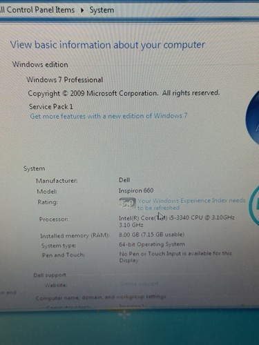 Dell Inspiron 660 Desktop | i5-3340 3.1GHz | 8GB RAM | 1TB HDD | Windows 7 Pro - Picture 3 of 12