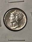 1943 P Mercury Dime 90% SILVER   AU/ BU  PARTIAL SPLIT BANDS  AU/BU  SILVER COIN