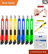 Versatile 8 Pack Box Cutters with 9mm Blades - Ideal for Crafts and Office