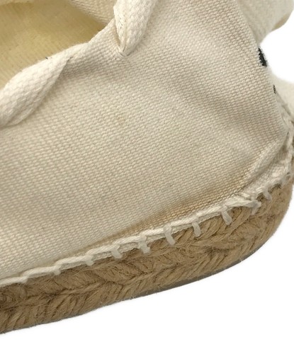 CHANEL Mules Sandals Frat EU37/US7 Ivory Black Canvas Espadrilles CC Logo 01634i - Picture 20 of 24