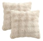 Pack of 2 Voltronics 18"x 18" Faux Wool Decorative Pillow Cushion Covers (Beige)