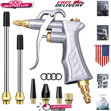 Versatile Dust Cleaning Blower Gun with Adjustable Nozzle & Extensions, 110 PSI