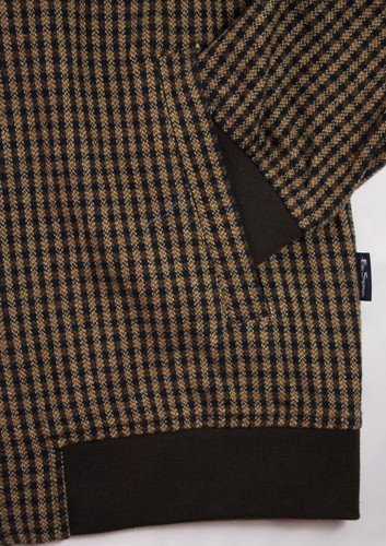 Ben Sherman Mens Jacket S Check Tweed Look Baseball Zip Long Sleeve Brown NEW - Picture 5 of 7