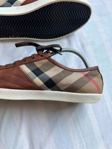 Burberry Nova Check Herren UK 9 Turnschuhe Braun Leder Niedrig Flache Schuhe - Bild 11 von 23