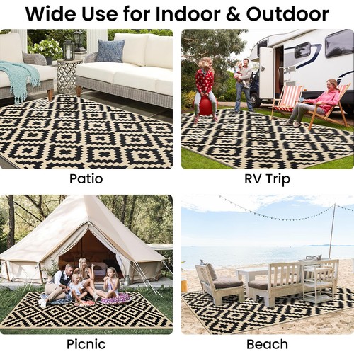 Waterproof Outdoor Rug 4x6 ft, Reversible Plastic Straw Patio Camping Rugs, O... - Picture 7 of 8