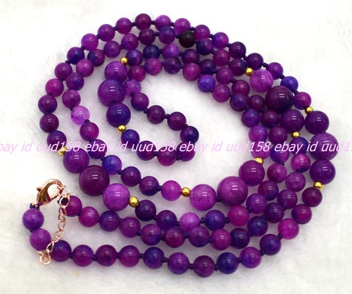 Nuevo Collar Largo 36 pulgadas Moda Natural 8mm Púrpura Sugilite Piedras Preciosas Redondas Cuentas - Imagen 3 de 12