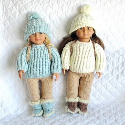 CREATIVE DOLLS DESIGNS Dolls Knitting Pattern for 18 inch our generation American Girl cable jumper set