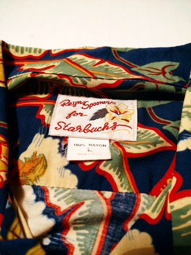 REYN SPOONER For STARBUCKS Button Front 100% Rayon (L) Short Sleeve Shirt - Picture 4 of 5