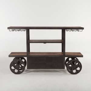 66-034-L-Bar-Cart-Console-Reclaimed-Teak-Reclaimed-Industrial-Cast-Iron-Castors