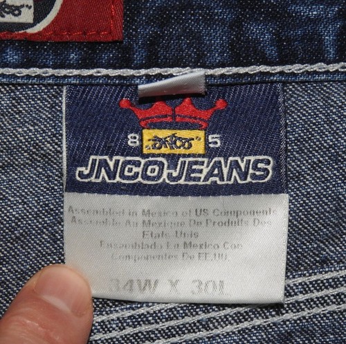 Jeans vintage JNCO 34x30 larghi gamba larga anni 90 Y2K rave hiphop skater - Foto 6 di 11