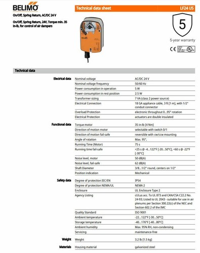 Válvula de bola de control de flujo BELIMO | 1-1/4" FNPT | actuador eléctrico 24V | CV 19 - Imagen 5 de 12