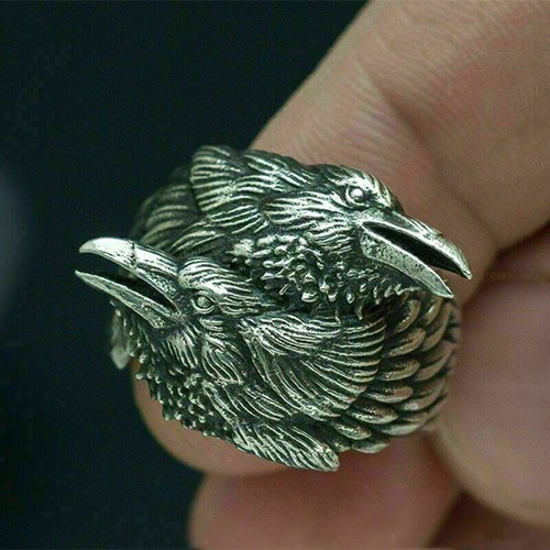 Jewelry Steel Ring Viking Odin Crow Mythology Ravens Men Stainless Rings - Picture 13 of 13