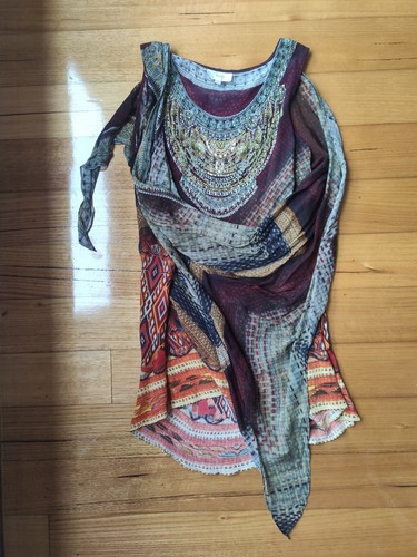 Camilla Layer Top 100% Silk Swarovski Crystal Size 1 Embellished Gems Tribal - Picture 4 of 11