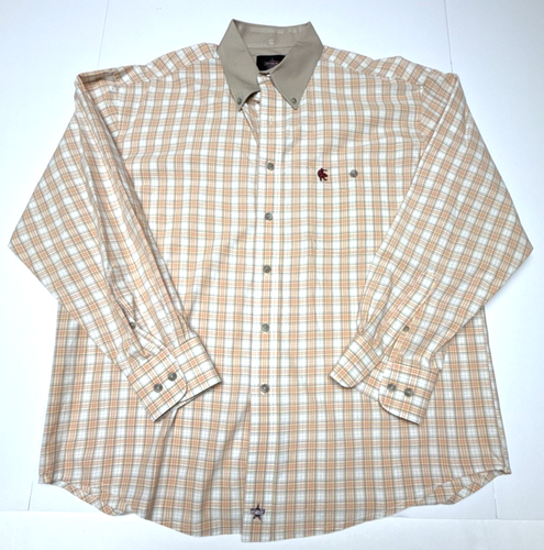 PBR Button Down Hemd mehrfarbig kariert bestickte Logos Herren Größe Large