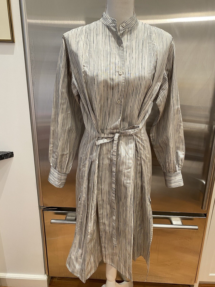 Prada Rare Spring 2006 100% Silk Dress Blue Gray Print Shirt