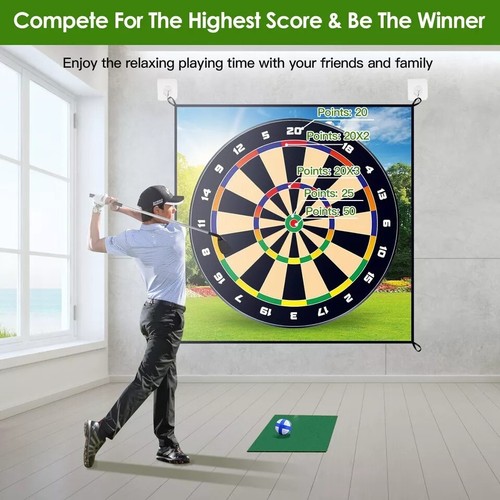 Golf Chipping Dart Game Mat Set With 20 Sticky Balls Ground Stakes Hanging Hooks - Imagen 6 de 10