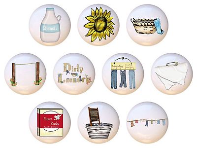 Set Of 10 Dirty Laundry Room Ceramic Drawer Pulls Dresser Drawer