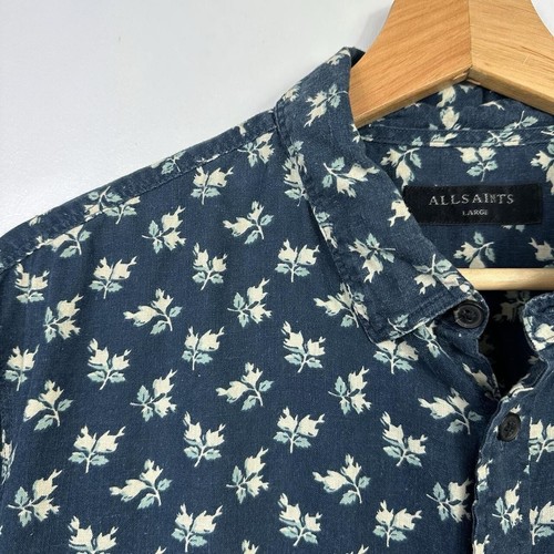 All Saints Ulysees Shirt, Linen Cotton, Floral AOP, Long Sleeved, Mens Large - Picture 4 of 8