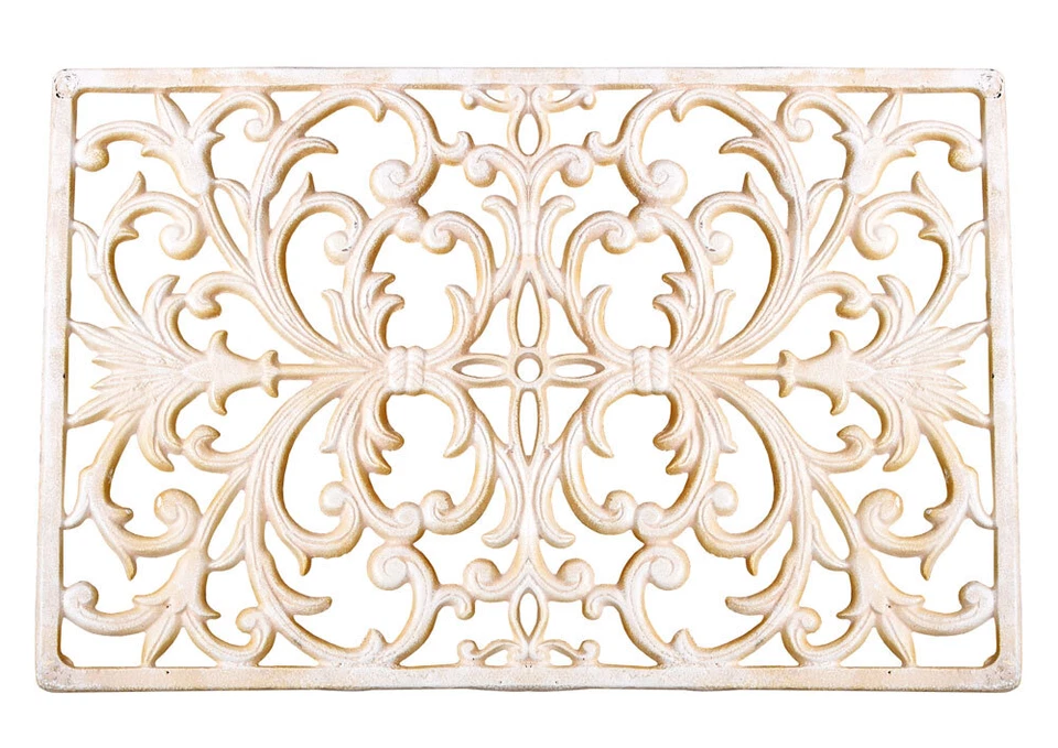 Fussmatte Gusseisen Türmatte Weiss Fußabtreter Landhaus Eisenmatte Metallmatte