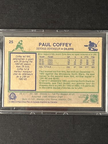 1983-84 O-Pee-Chee Hockey #25 Paul Coffey Edmonton Oilers Salón de la fama - Imagen 2 de 2