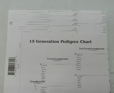 15 Generation Blank Pedigree Chart Genealogy Form Lot of 6