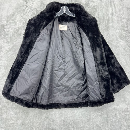 Vintage Saks Fifth Avenue Coat Womens XS Vegan Fur Button Glam Pockets Classic - Picture 5 of 11