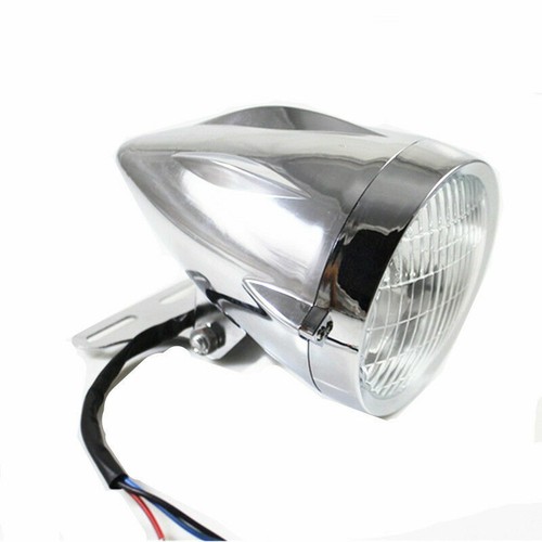 Lampada faro H4 con proiettile cromata e attacco staffa per Honda Yamaha KTN 12v - Picture 3 of 8