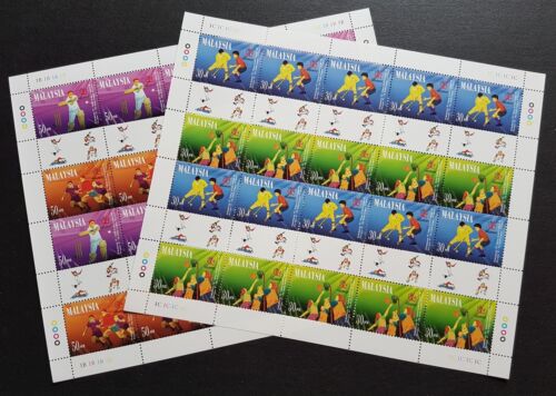 1997 Malaysia Sports Commonwealth Games Hockey Cricket Rugby 40v Stamp Sheetlets - Picture 1 of 4