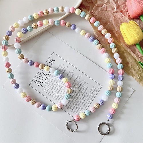 Crossbody Lanyard Necklace Strap Macaron Color Beads Universal Long Hanging Rope - Zdjęcie 8 z 11