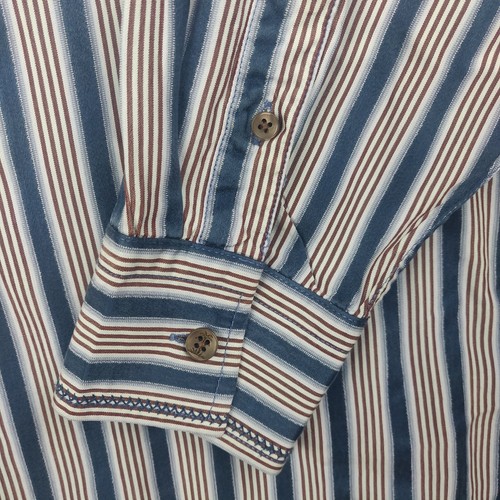 Camisa Tommy Bahama 100% Seda Mangas Largas Abatible Azul Marrón a Rayas Para Hombre XXL - Imagen 5 de 11