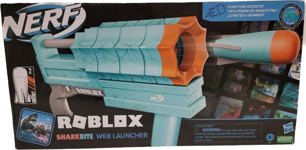 Nerf Roblox SharkBite: Web Launcher Rocker Blaster, Includes Code to Redeem  Exclusive Virtual Item, 2 Nerf Rockets - Nerf