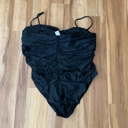 J. Crew Ruched Black One Piece Swimsuit Bathing Suit Size 22 NWT - Picture 7 of 11